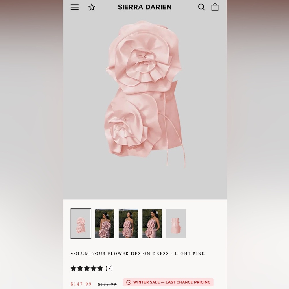 Sierra Darien Strapless Pink Dress with Floral Design